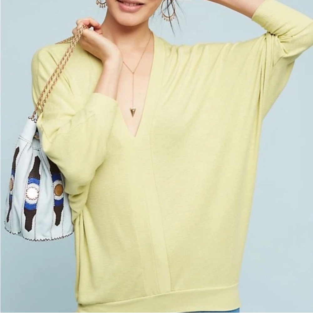 Anthropologie Eri + Ali Lime Green Sweater